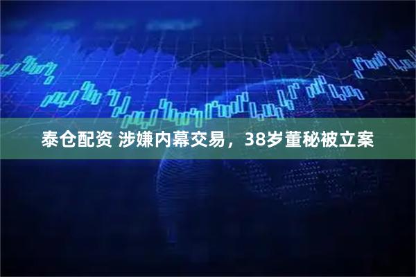 泰仓配资 涉嫌内幕交易，38岁董秘被立案