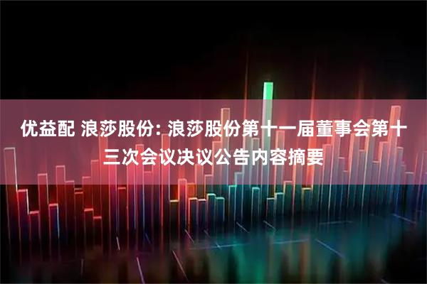 优益配 浪莎股份: 浪莎股份第十一届董事会第十三次会议决议公告内容摘要